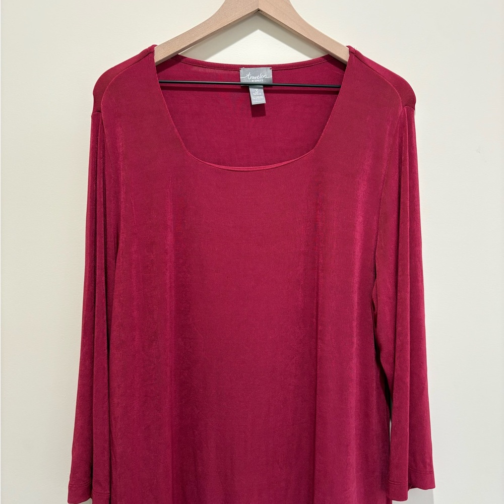 Chicos Travelers Raspberry Colored Top - Picture 3 of 5